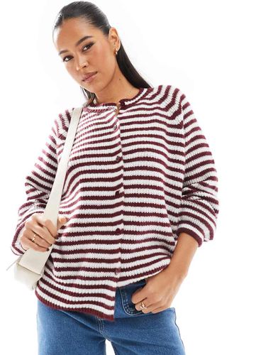 Cardigan bordeaux a righe con maniche raglan - ASOS DESIGN - Modalova