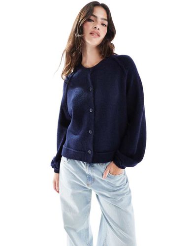 Cardigan soffice blu navy con maniche raglan con cuciture a vista - ASOS DESIGN - Modalova