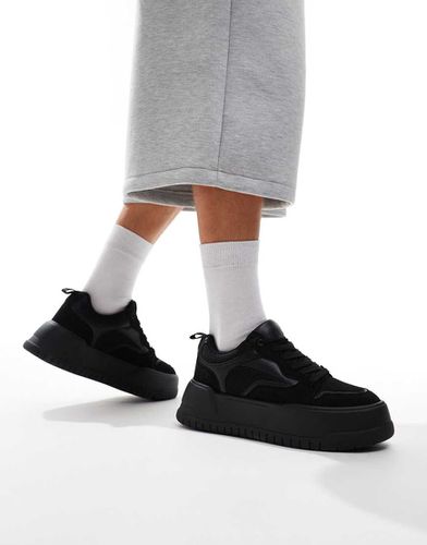 Chunky trainers in black faux suede mix - ASOS DESIGN - Modalova