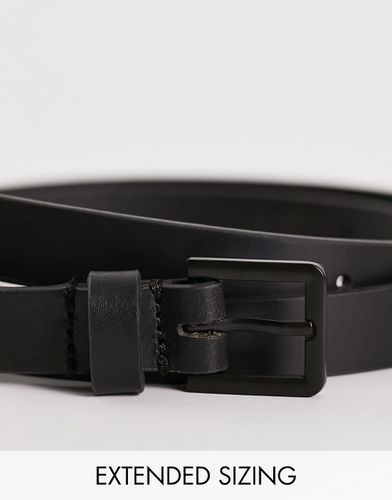 Cintura skinny in vera pelle nera con fibbia nera opaca - ASOS DESIGN - Modalova