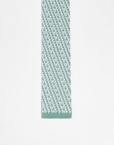 Cravatta in maglia salvia e bianca - ASOS DESIGN - Modalova
