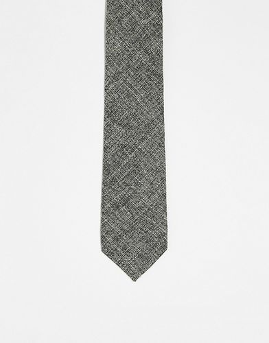 Cravatta sottile con trama testurizzata grigia e color crema - ASOS DESIGN - Modalova