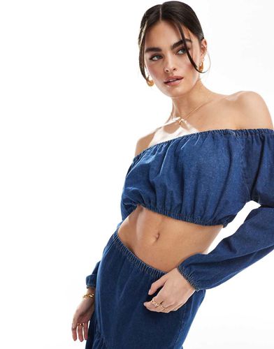 Crop top in denim stile country - ASOS DESIGN - Modalova