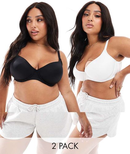 ASOS DESIGN Curve - Confezione da 2 reggiseni T-shirt bra sagomati in microfibra nero e bianco - ASOS Curve - Modalova