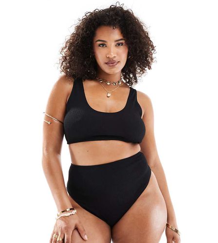 Curve - Amy - Mix and Match - Slip bikini sgambato a vita alta in tessuto increspato - ASOS DESIGN - Modalova