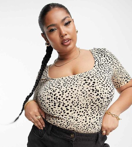 ASOS DESIGN Curve - Body T-shirt skinny con stampa leopardata micro - ASOS Curve - Modalova