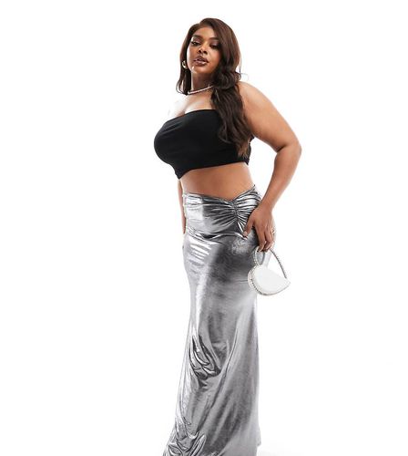 ASOS DESIGN Curve - Gonna a sirena lunga metallizzato - ASOS Curve - Modalova