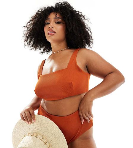 Curve - Emily - Crop top bikini a coste color ruggine - ASOS DESIGN - Modalova