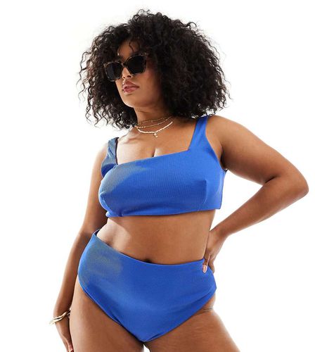 Curve - Emily - Crop top bikini a coste cobalto - ASOS DESIGN - Modalova