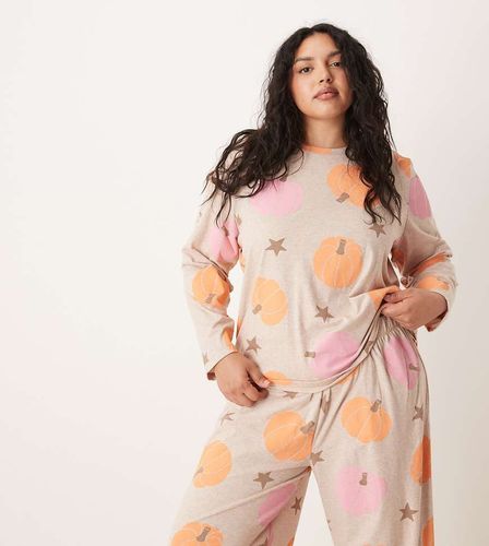 ASOS DESIGN Curve - Ensemble de pyjama avec top à manches longues et pantalon - Imprimé citrouilles - Asos Curve - Modalova