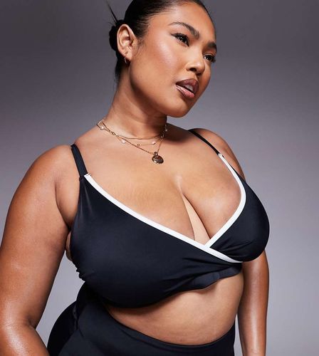ASOS DESIGN Curve - Exclusivité - Haut de bikini façon crop top à bords contrastants - Asos Curve - Modalova