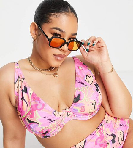 Curve - Mix and Match - Top bikini con ferretto e vivace stampa floreale - ASOS DESIGN - Modalova