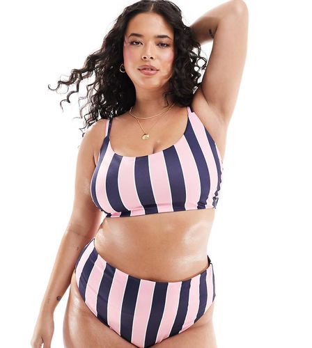 ASOS DESIGN Curve - Sidney - Slip bikini sgambati a vita alta a righe - ASOS Curve - Modalova