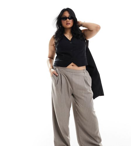 Curve - Pantaloni a fondo ampio color pietra con righe nere - ASOS DESIGN - Modalova