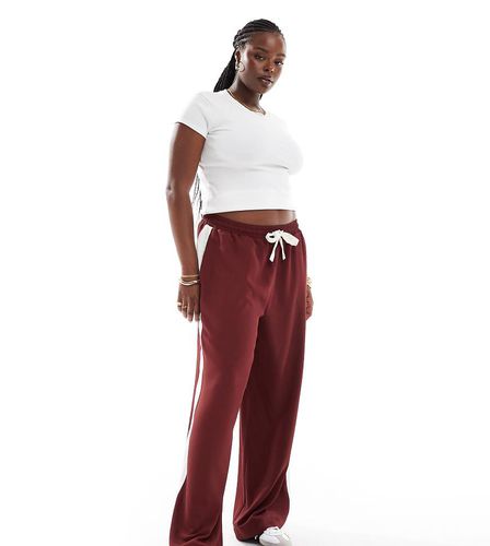 ASOS DESIGN Curve - Pantaloni color bordeaux con pannello a contrasto - ASOS Curve - Modalova