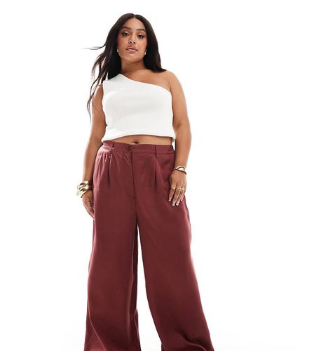 ASOS DESIGN Curve - Pantaloni dad fit bordeaux slavato - ASOS Curve - Modalova