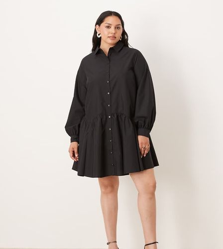 ASOS DESIGN Curve - Robe chemise courte à rayures avec revers larges et poches oversize - Asos Curve - Modalova