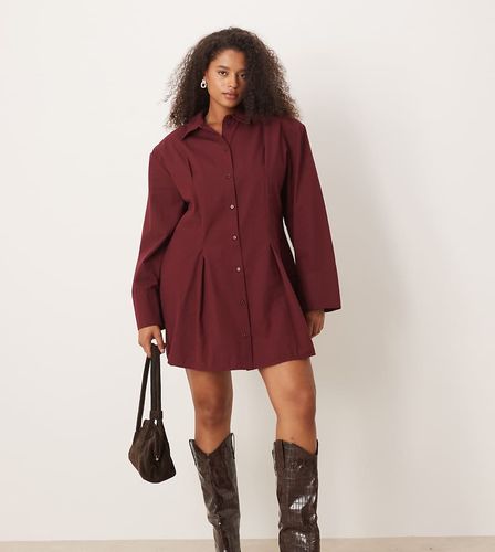 ASOS DESIGN Curve - Robe chemise courte cintrée à épaulettes - Bordeaux - Asos Curve - Modalova