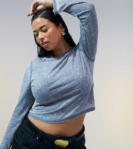 ASOS DESIGN Curve - Top en tissu dévoré à manches longues - délavé - Asos Curve - Modalova