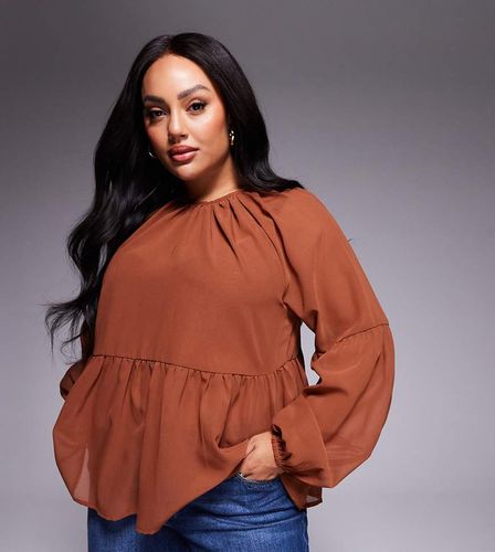 ASOS DESIGN Curve - Top smocké fluide à manches longues - Asos Curve - Modalova