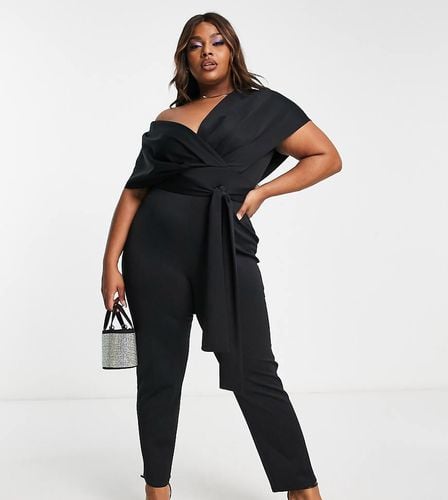 ASOS DESIGN Curve - Tuta jumpsuit con spalle scese in tessuto scuba - ASOS Curve - Modalova