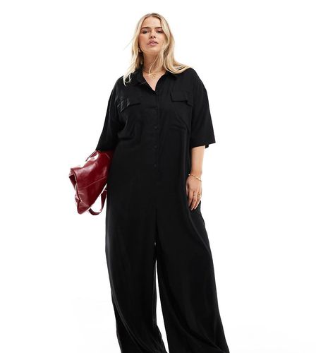 ASOS DESIGN Curve - Tuta jumpsuit nera oversize - ASOS Curve - Modalova