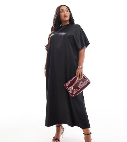 ASOS DESIGN Curve - Vestito T-shirt midi oversize in raso - ASOS Curve - Modalova