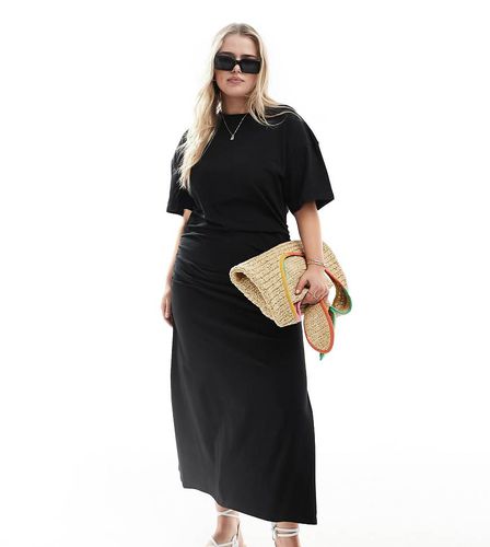 ASOS DESIGN Curve - Vestito t-shirt girocollo con arricciatura laterale e gonna al polpaccio - ASOS Curve - Modalova