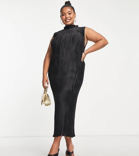 ASOS DESIGN Curve - Vestito midi plissé accollato in raso - ASOS Curve - Modalova