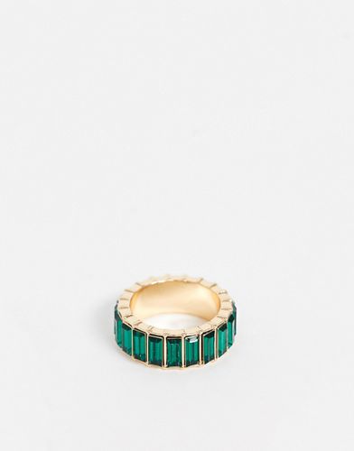 Anello con cristalli a baguette verdi - ASOS DESIGN - Modalova