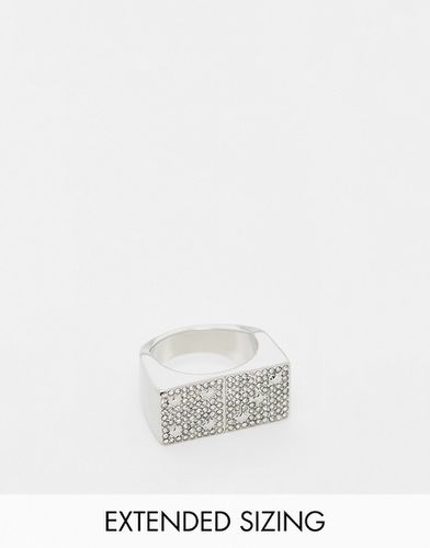 Anello argentato con cristalli e design a doppio dado - ASOS DESIGN - Modalova