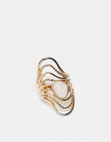 Anello dorato con pietre semipreziose e design ondulato - ASOS DESIGN - Modalova