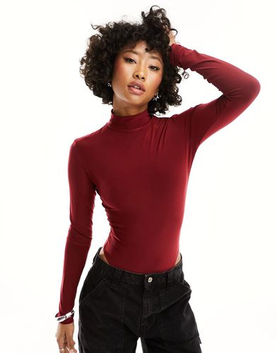 Body accollato sinuoso bordeaux - ASOS DESIGN - Modalova