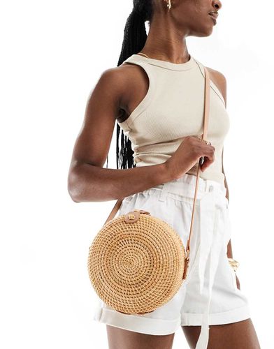 Borsa a tracolla rotonda in rattan - ASOS DESIGN - Modalova