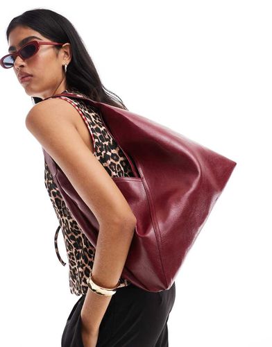 Borsa shopping morbida bordeaux con pannello sovrapposto - ASOS DESIGN - Modalova