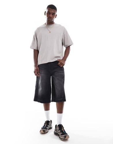 Bermuda long en jean avec couture torsadée - délavé - Asos Design - Modalova