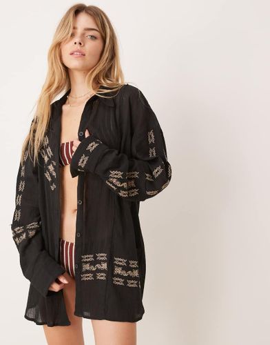 Billie - Chemise de plage froissée avec imprimé bandana brodé - Asos Design - Modalova