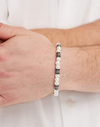 Bracciale con perle sintetiche e distanziatori in cristallo - ASOS DESIGN - Modalova