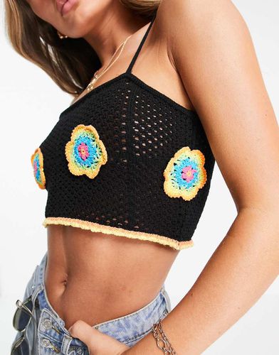 Brassière all'uncinetto con dettaglio a fiori, colore in coordinato - ASOS DESIGN - Modalova