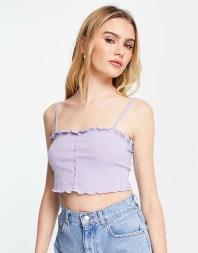 Brassière lilla a costine con bottoni e bordi ondulati - ASOS DESIGN - Modalova