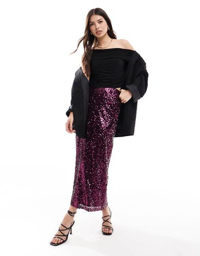 Gonna lunga bordeaux con paillettes - ASOS DESIGN - Modalova