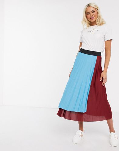 Gonna midi a portafoglio a pieghe color block - ASOS DESIGN - Modalova