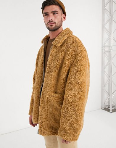 Giubbino cuoio in pile borg - ASOS DESIGN - Modalova