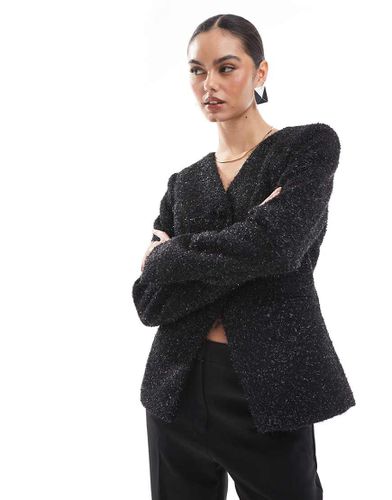 Giacca bouclé nera luccicante - ASOS DESIGN - Modalova