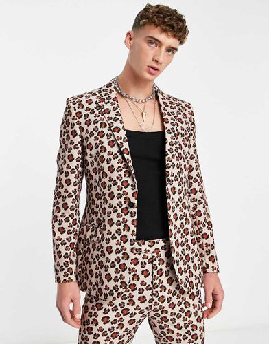 Giacca da abito skinny con stampa animalier - ASOS DESIGN - Modalova