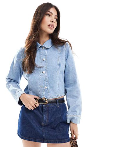 Giacca in denim medio con colletto arrotondato - ASOS DESIGN - Modalova