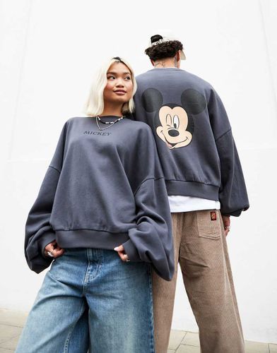 Disney - Felpa super oversize unisex antracite con stampa di Topolino - ASOS DESIGN - Modalova