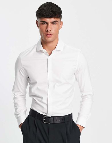 Easy Iron - Camicia slim fit in twill bianca con colletto alla francese - ASOS DESIGN - Modalova