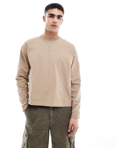 Maglietta a maniche lunghe basic squadrata oversize pesante da 240 gsm beige - ASOS DESIGN - Modalova