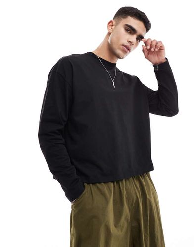 Essential - T-shirt oversize squadrata pesante 240 gsm a maniche lunghe nera - ASOS DESIGN - Modalova